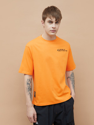 Kappa Printed Men Round Neck Orange T-Shirt