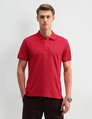 Arrow Sport Solid Men Polo Neck Red T-Shirt