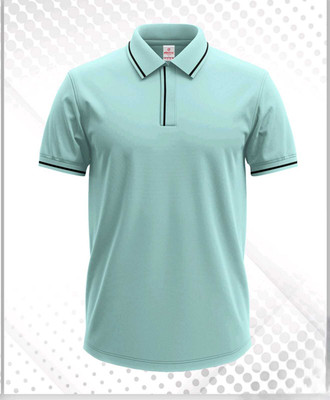 GRATITUDE ROCK Solid Men Polo Neck Light Green T-Shirt