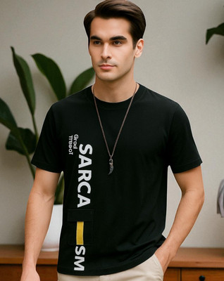 Autna Printed Men Round Neck Black T-Shirt