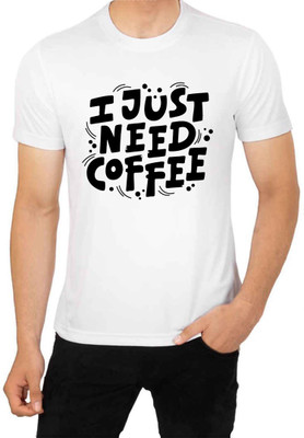 LV CARE Printed Men Round Neck White T-Shirt