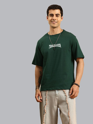 R.Code by The Roadster Life Co. Printed Men Round Neck Dark Green T-Shirt