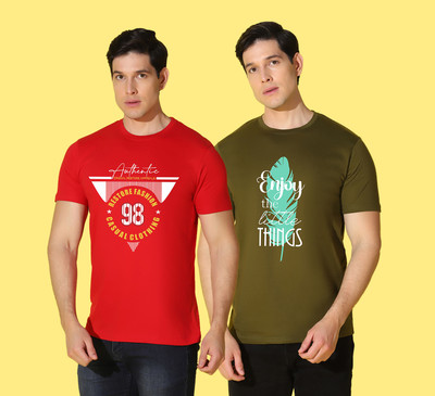 WOOSTRO Graphic Print Men Round Neck Multicolor T-Shirt