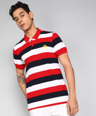 U.S. POLO ASSN. Striped Men Polo Neck Red T-Shirt