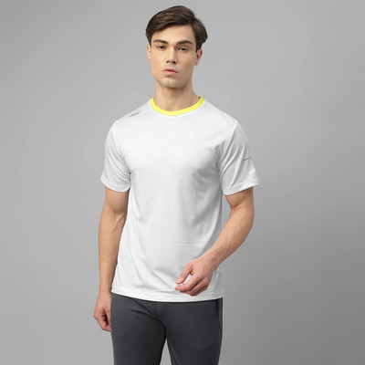 DIDA Solid Men Round Neck White T-Shirt