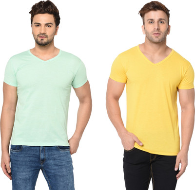 Adorbs Trend Solid Men V Neck Multicolor T-Shirt