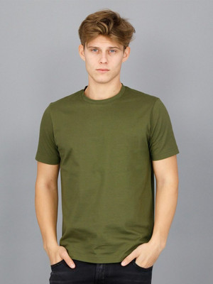 OrrganicChics Solid Men Round Neck Green T-Shirt