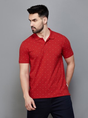 Fame Forever by Lifestyle Printed Men Polo Neck Maroon T-Shirt