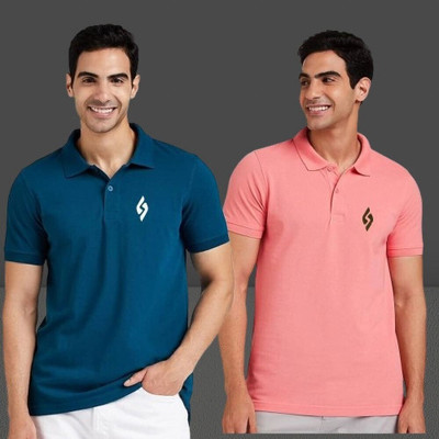 cnw Solid Men Polo Neck Multicolor T-Shirt
