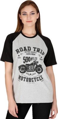 SHAUN Self Design Women Round Neck Grey T-Shirt