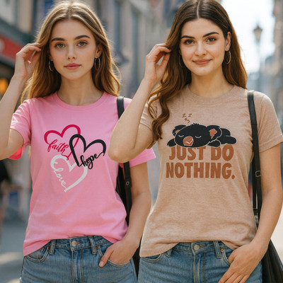 Fabflee Solid Women Round Neck Multicolor T-Shirt