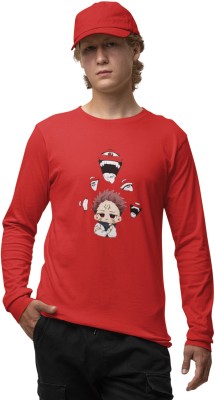 Rushaan Printed Men Round Neck Red T-Shirt