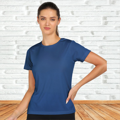 SHASHVI Solid Women Round Neck Light Blue T-Shirt