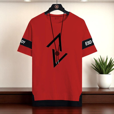 FAOES Printed Men Round Neck Red T-Shirt