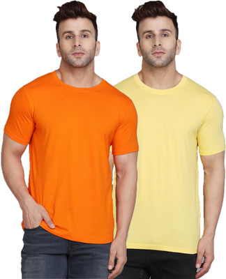 SLOWLORIS Solid Men Round Neck Multicolor T-Shirt