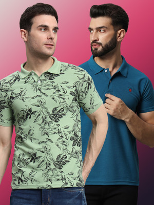 RARHANPREMIUM Printed Men Polo Neck Reversible Light Green, Green T-Shirt