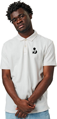 Fighterheero Printed Men Polo Neck White T-Shirt