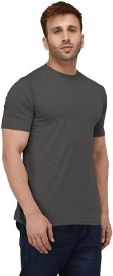 True Basket Solid Men Round Neck Black T-Shirt