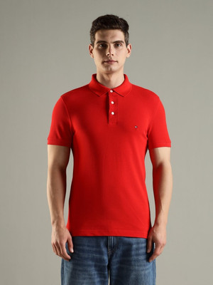 TOMMY HILFIGER Solid Men Polo Neck Red T-Shirt