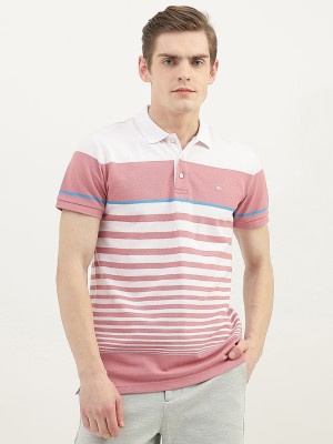 United Colors of Benetton Striped Men Polo Neck Blue T-Shirt