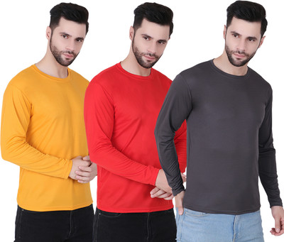FABSHORE Solid Men Round Neck Multicolor T-Shirt