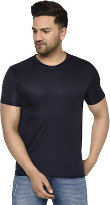 ACENTEO Solid Men Round Neck Black T-Shirt