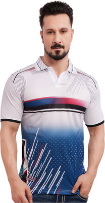 FABWAX Printed Men Polo Neck Multicolor T-Shirt
