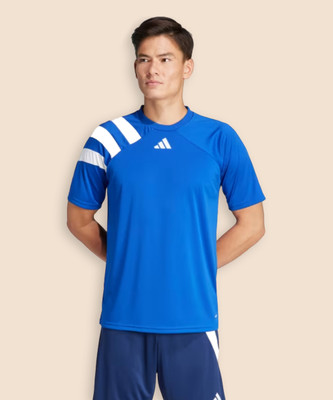 ADIDAS Colorblock Men Round Neck Blue T-Shirt