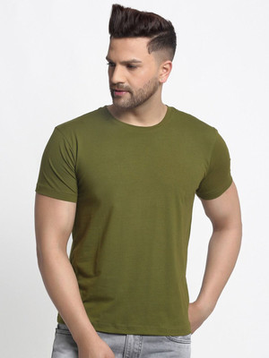RULEDBYSUN Solid Men Round Neck Green T-Shirt