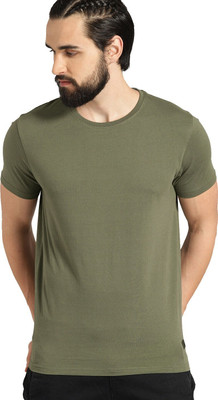 Aman Textile Solid Men Round Neck Green T-Shirt