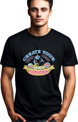 Seek Buy Love Printed Men Round Neck Black T-Shirt