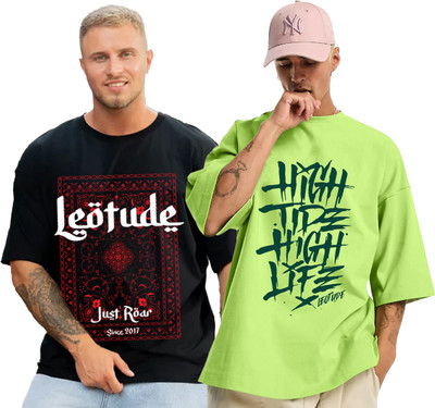 Leotude Printed Men Round Neck Multicolor T-Shirt
