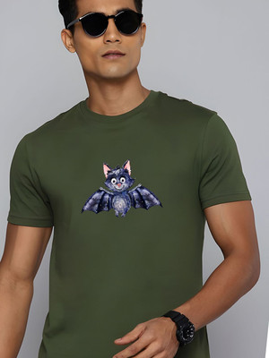 SZN Graphic Print Men Round Neck Dark Green T-Shirt