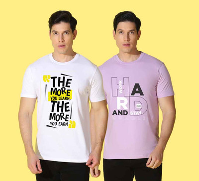 WOOSTRO Printed Men Round Neck Multicolor T-Shirt