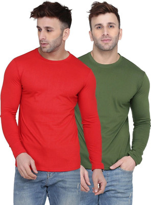 Kroptee Solid Men Round Neck Red T-Shirt