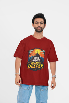 Stylewill Graphic Print Men Round Neck Maroon T-Shirt