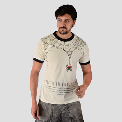 westernparis Graphic Print Men Round Neck Beige T-Shirt