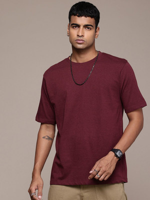 R.Code by The Roadster Life Co. Printed Men Round Neck Maroon T-Shirt