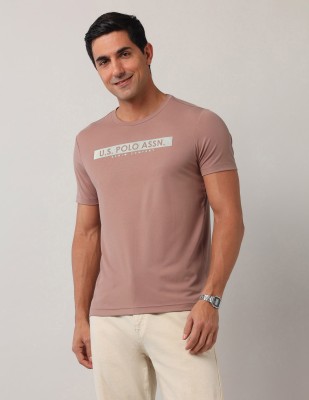 U.S. Polo Assn. Denim Co. Printed Men Round Neck Beige T-Shirt