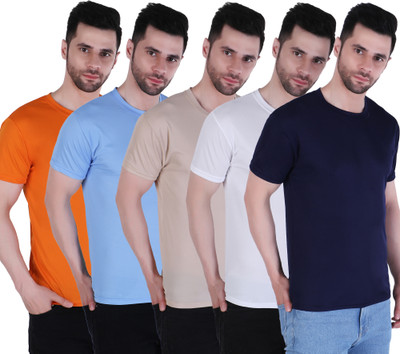 Pickurtees Solid Men Round Neck Multicolor T-Shirt