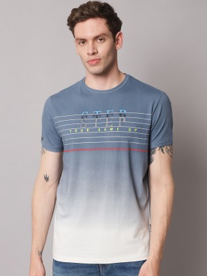 URBAN TRAIL Printed Men Round Neck Blue T-Shirt