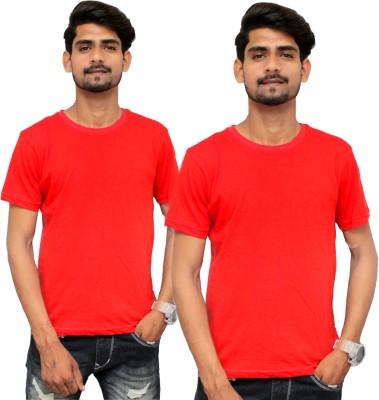 Subh Creations Solid Men Round Neck Red T-Shirt