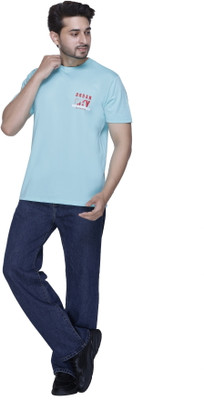 A and Y Printed Men Round Neck Light Blue T-Shirt