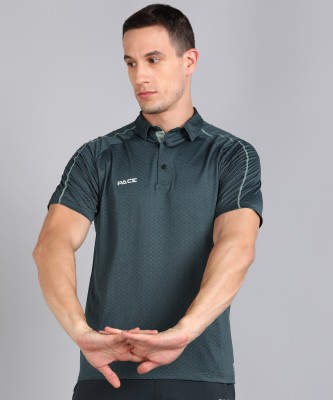 Pace International Solid Men Polo Neck Dark Green T-Shirt