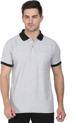 SMAN ENTERPRISES Colorblock Men Polo Neck Grey T-Shirt