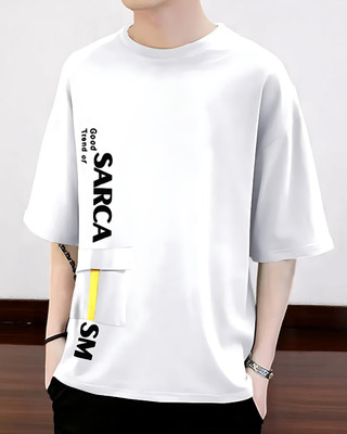 FASHIUM Printed Men Round Neck White T-Shirt