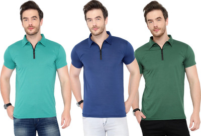 JB Jagoboy Solid Men Polo Neck Orange, Grey T-Shirt