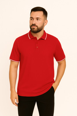 Reload Nexa Solid Men Polo Neck Red T-Shirt