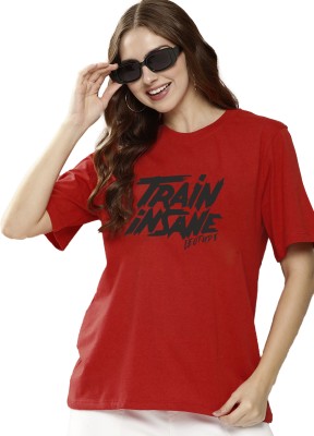 Leotude Printed Women Round Neck Red T-Shirt