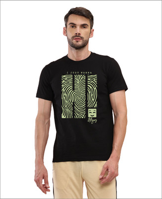 TT Printed Men Round Neck Black T-Shirt